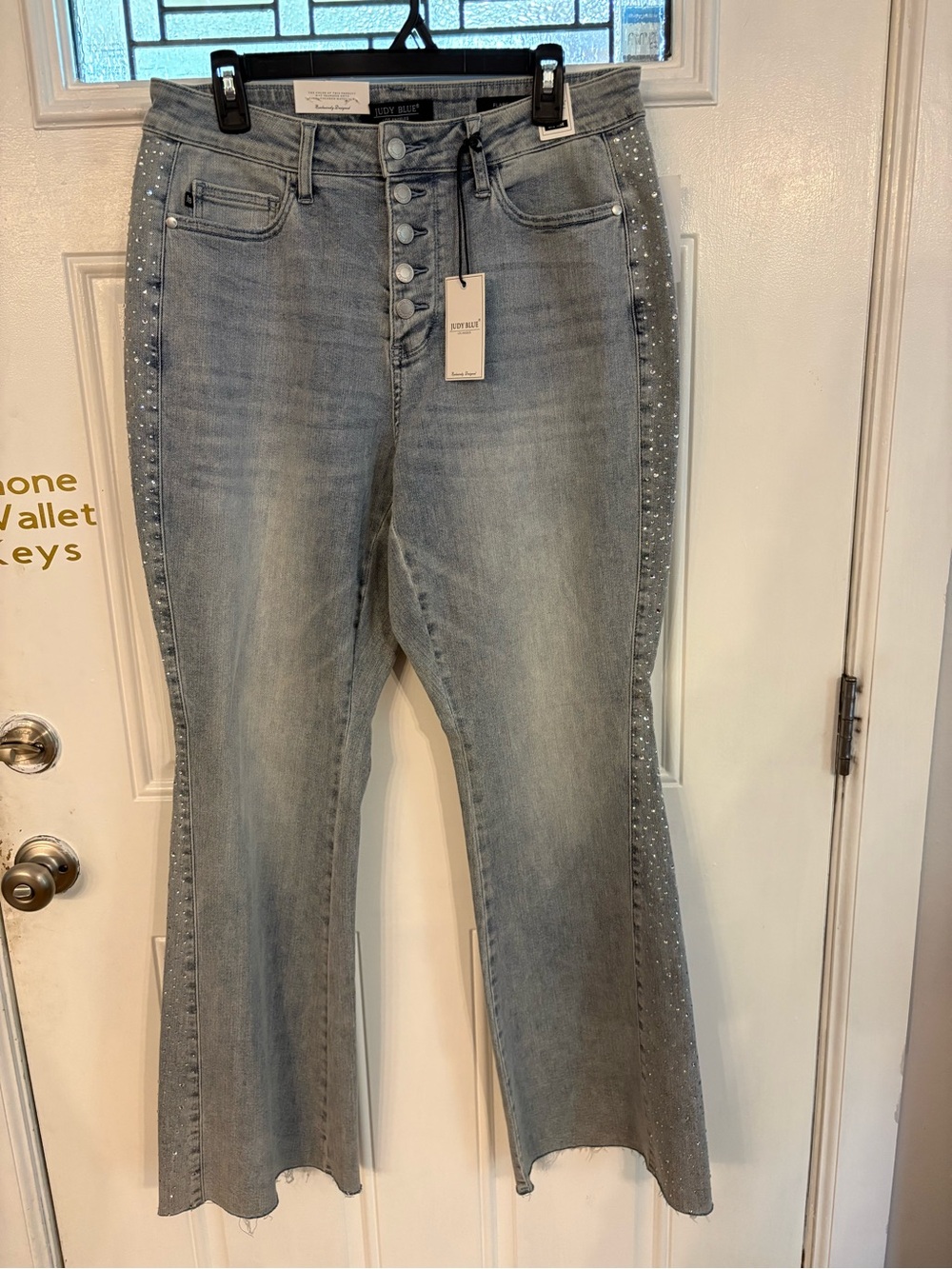 Judy Blue Light Blue High-Rise Flare Jeans with Side Studs